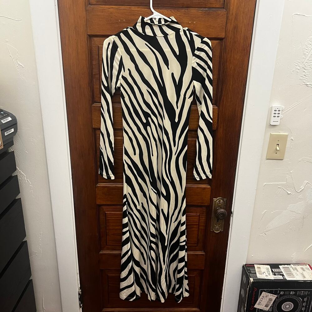 Ronny Kobo Adair Dress Black and White Stripe XS Women's $340